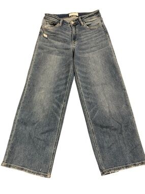 Vervet High -Rise Wide-Leg Distressed Blue Denim Jeans